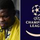 Thomas Partey and the Champions League logo.