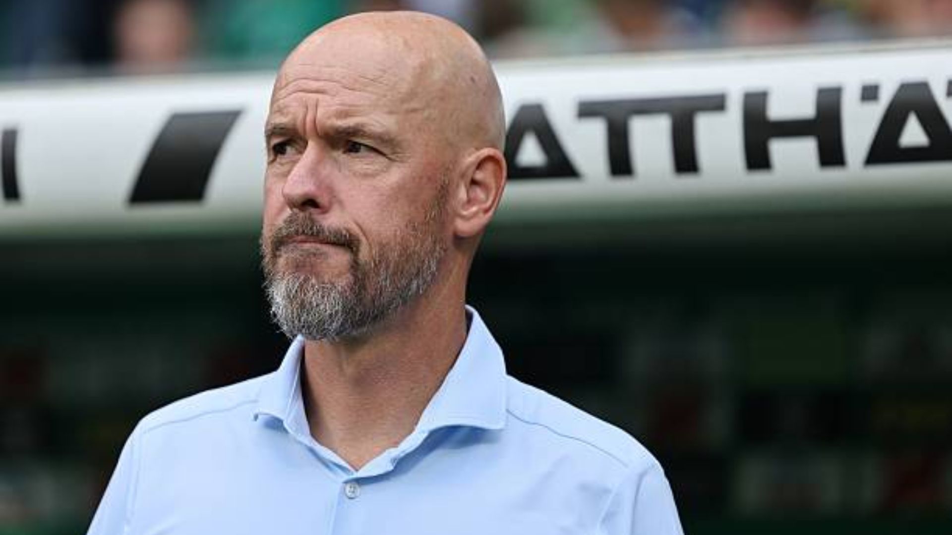Erik ten Hag looks on as Bayer Leverkusen manager
