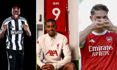Split image of Yoane Wissa, Alexander Isak, and Viktor Gyokeres