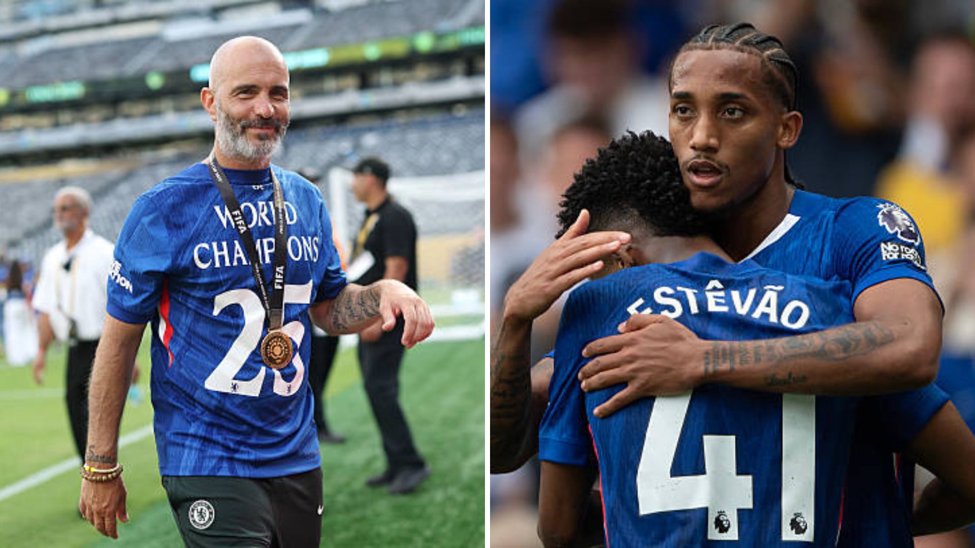 Enzo Maresca and two of his most exciting summer signings, Joao Pedro and Estevao